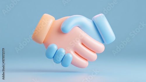 3D Handshake Icon Representing Partnership Trust and Business Agreement