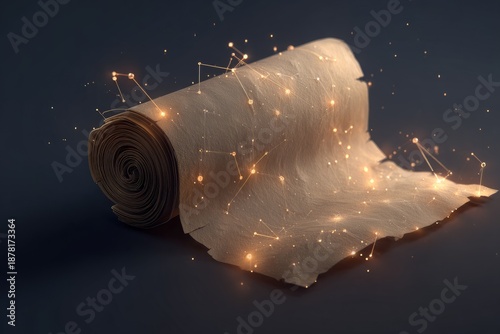 Glowing Smart Textile Roll with Embedded Lights on Dark Background