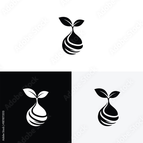 Plant and sprout  logo  design Icon illustration