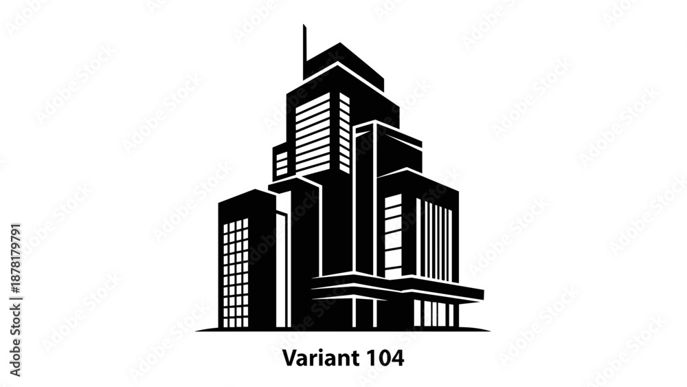 Fototapeta premium Modern Office Building Silhouette Illustration.