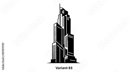 Modern Skyscraper Illustration with Geometric Shapes.