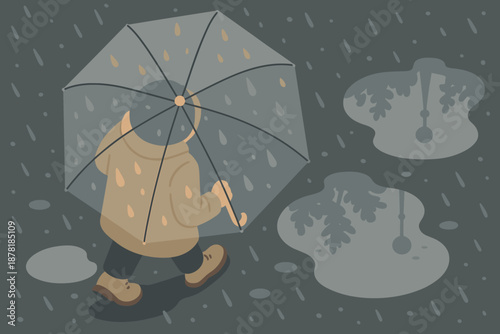 Vector wet reflecting wearing puddles surrounding stroll rainy transparent day shoes overhead