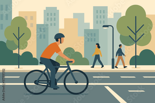 Scene markings layout pedestrians vector minimalist urban cycling city illustration concept abstract