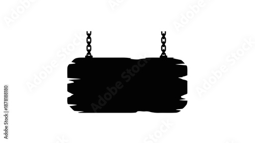 Rustic hanging wooden sign silhouette on chains