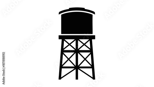 Vector illustration of a classic elevated water tower structure, on transparent background