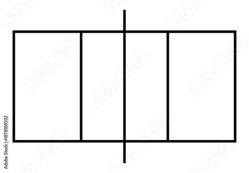 Volleyball Court Top View Diagram Black Outline Vector Sport Field Layout