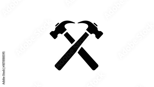 Vector illustration of crossed hammers, symbolizing construction and hard work, on transparent background
