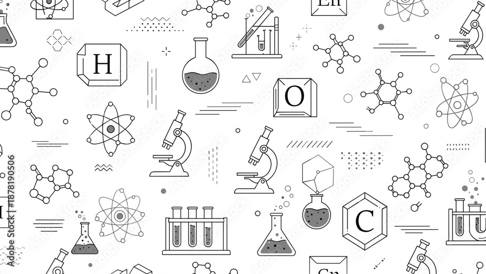 Fototapeta premium Science and chemistry icons and symbols