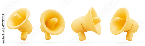 Realistic 3d megaphone, loudspeaker. Vector illustration