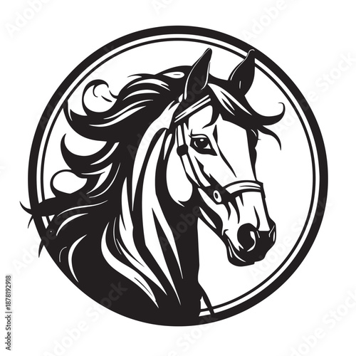 Horse Silhouette Badge Logo in Circle