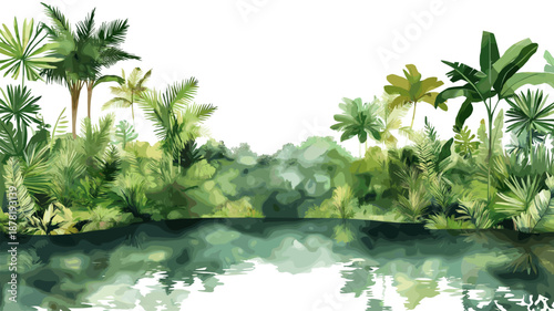 Amazon rainforest. Amazon rainforest hand drawn watercolor illustration