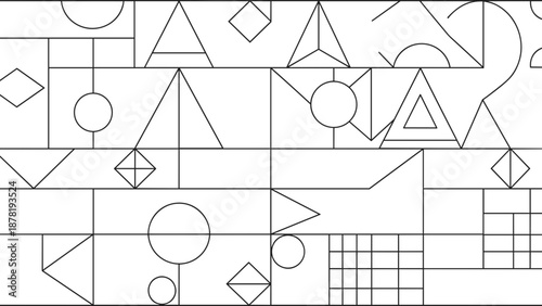 Geometric shapes and lines forming a complex pattern