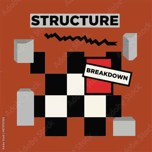 Experimental brutalist layout abstract blocks vector illustration.eps