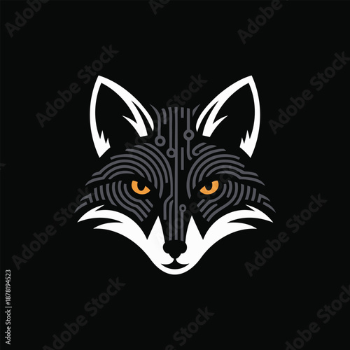 Wallpaper Mural Futuristic Fox With Circuit Patterns, Modern Tech Mascot Torontodigital.ca