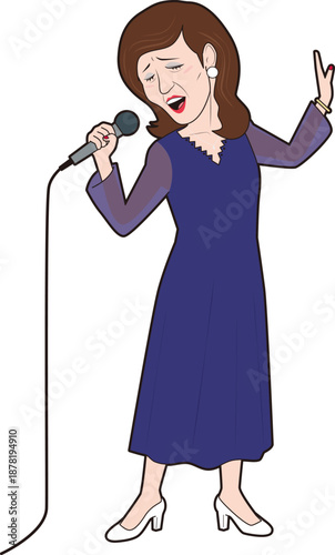 カラオケで歌うスナックのママ