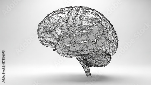 Innovation in Neural Design With Intricate Wireframe Brain Structure Showcasing Creativity and Technology