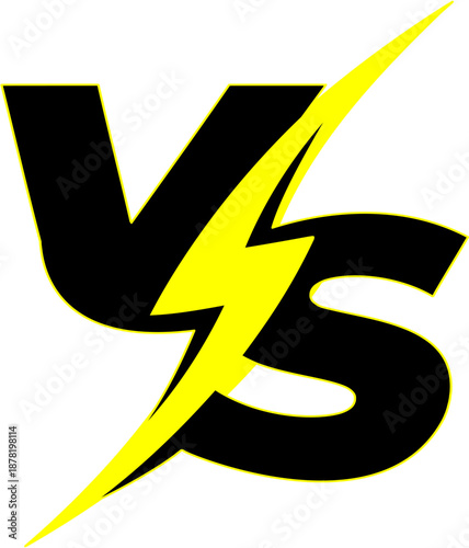 Versus v/s vector competition fight battle challenge championship duel match game sport black and yellow border vector without background editable and can add colour and changeable.