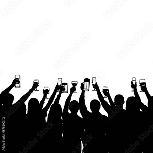 Silhouette of a crowd of people holding up smartphones