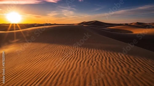 Golden Hour Desert Dunes Landscape at Sunset