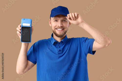 Male courier with payment t...