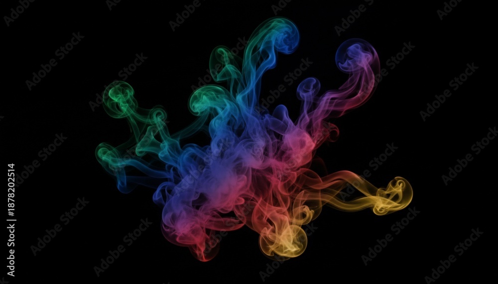 Fototapeta premium Abstract image of colorful smoke against a black background. Swirling, vibrant hues