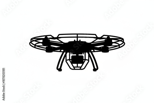 Drone silhouette: A sleek silhouette of a modern drone, ready to capture aerial footage. Showcasing the cutting-edge technology of unmanned aerial vehicles (UAVs) and the possibilities of flight.
