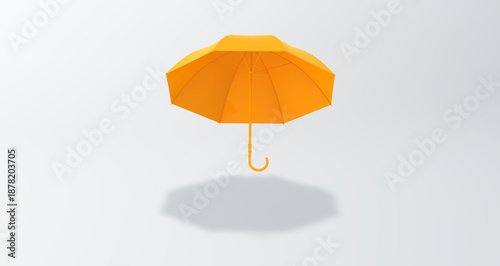 Wallpaper Mural A clean 3D render of an orange open umbrella viewed from below, showcasing its inner ribs against a soft gray studio background. Torontodigital.ca