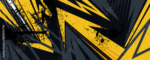 Abstract Car decal design vector. Graphic abstract grey yellow stripe racing background