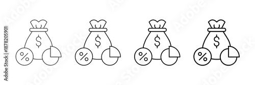 Profit Area Icons Vector Set In Different Stroke Line Style