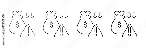 Financial Threshold Icons Vector Set In Different Stroke Line Style