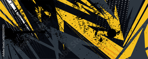 Abstract Car decal design vector. Graphic abstract grey yellow stripe racing background