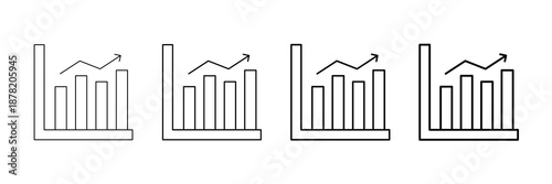 Sales Volume Icons Vector Set In Different Stroke Line Style