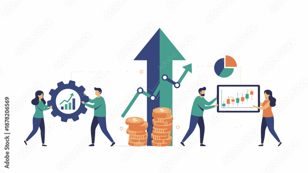 Fototapeta premium Business Professionals Working Together on Growth.