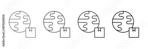 World Trade Icons Vector Set In Different Stroke Line Style