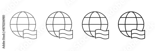 Worldwide Icons Vector Set In Different Stroke Line Style