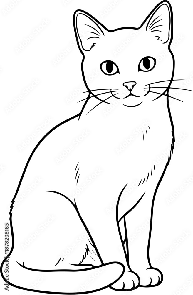 Obraz premium A white cat sitting and looking forward.