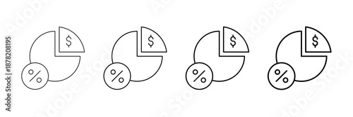 Share Percentage Icons Vector Set In Different Stroke Line Style
