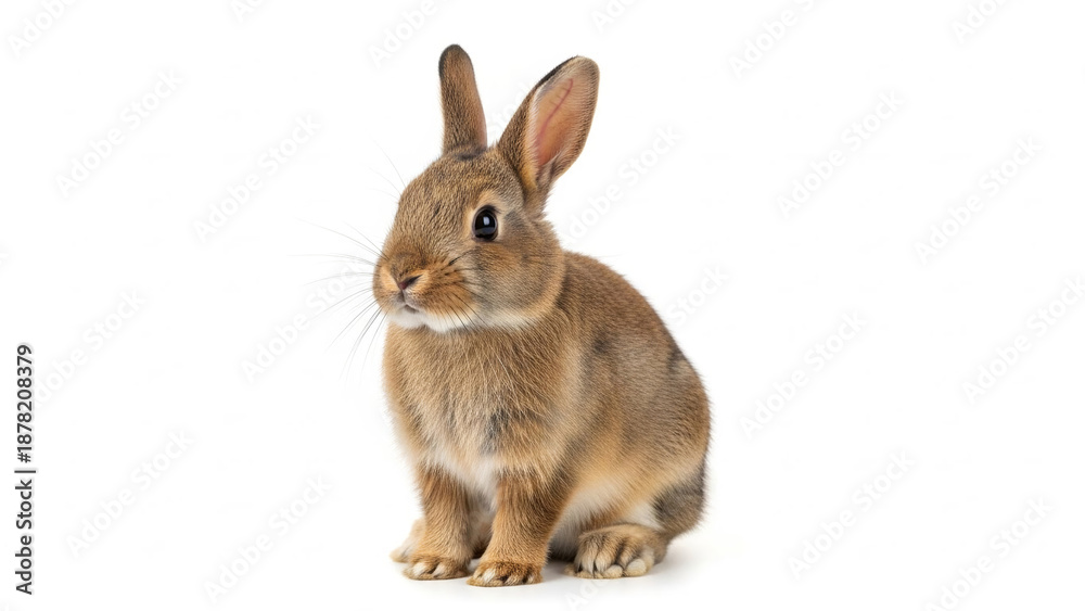Obraz premium Cute brown rabbit captured in a clean studio composition, suitable for animal themes, education, and wildlife content.