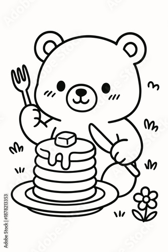 polar bear cub with pancake illustration