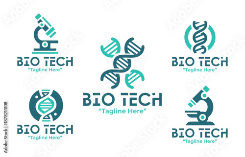 5 Biotechnology Company Logo Set Modern Minimalist Scientific Innovation Collection