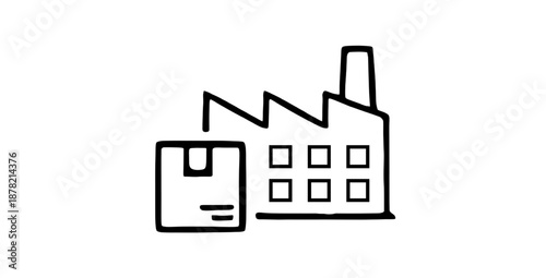 Warehouse factory line icon representing manufacturing logistics and distribution