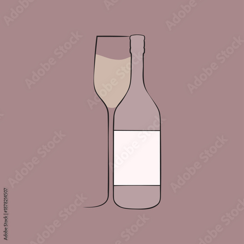 Champagne flute and bottle 