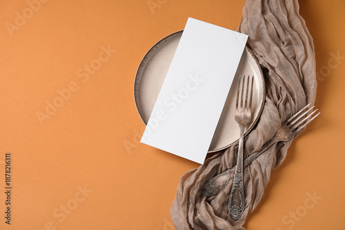 Plate with blank card and f...