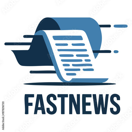 Vector logo template for fast news featuring motion and paper symbol design suitable for business identity and media communication projects