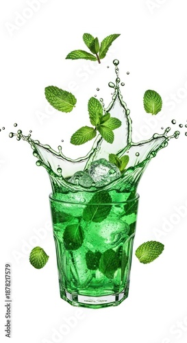 Energetic Pop Art Food Photography Capturing a Dynamic Mint Explosion.