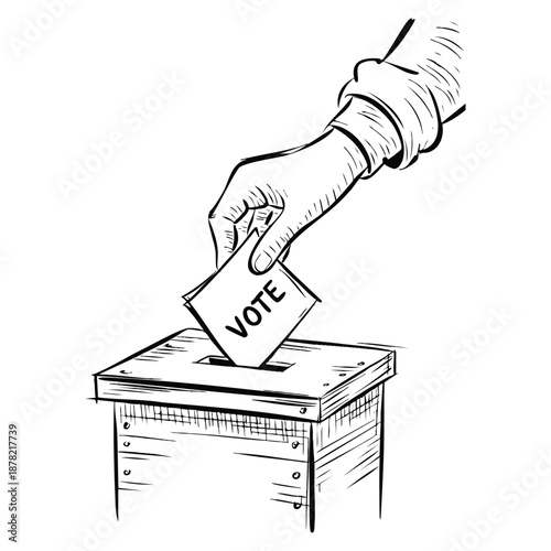 Vote hand drawing illustration vector artwork suitable for election, democracy, political awareness, civic engagement, and social campaign creative design themes
