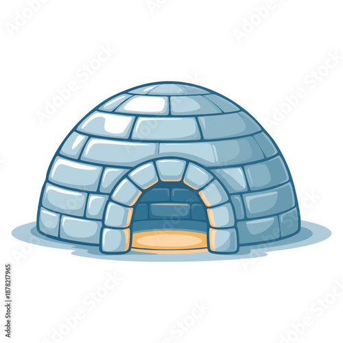 Winter igloo icy house vector illustration built from ice blocks isolated perfect for arctic, snow, cold climate, winter and frozen themed designs
