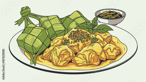 Traditional Dumplings with Condiments and Spices