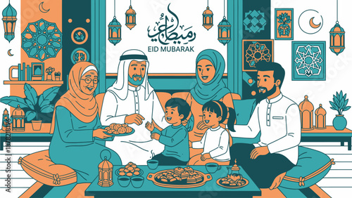 Family Celebrating Eid Mubarak Together