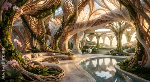 Living surreal architectural structures with breathing organic movement